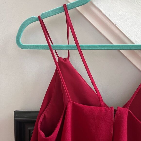 Ali & Jay Burgundy Tiered Spaghetti Strap A-Line Mini Dress sz M - Picture 3 of 5